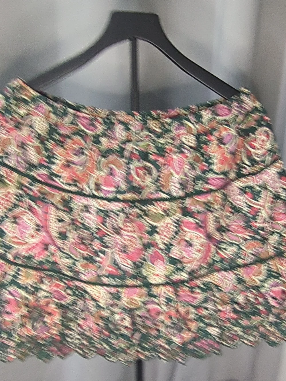 NWT Paisley Green Cotton Mini Skirt in Pink and Green
